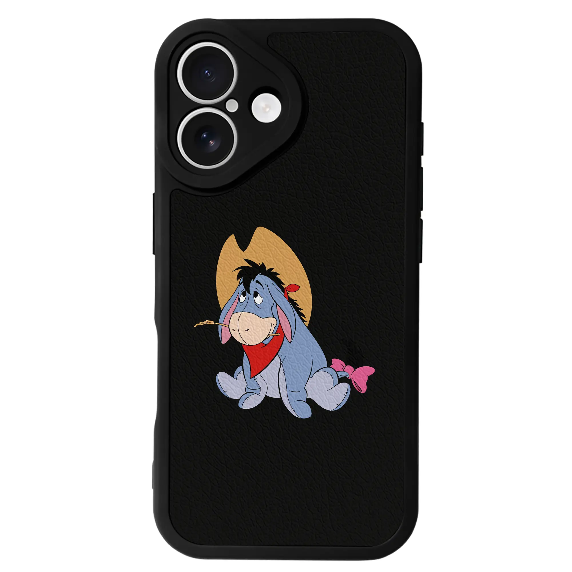 プーさん グッズ イーヨー - IPhone 16シリーズ対応 ・ シリコンスマホケース ・ レザー調 ・ 高精度フィット ・ 耐衝撃 ・ ワイヤレス充電対応 ・ 精密カット